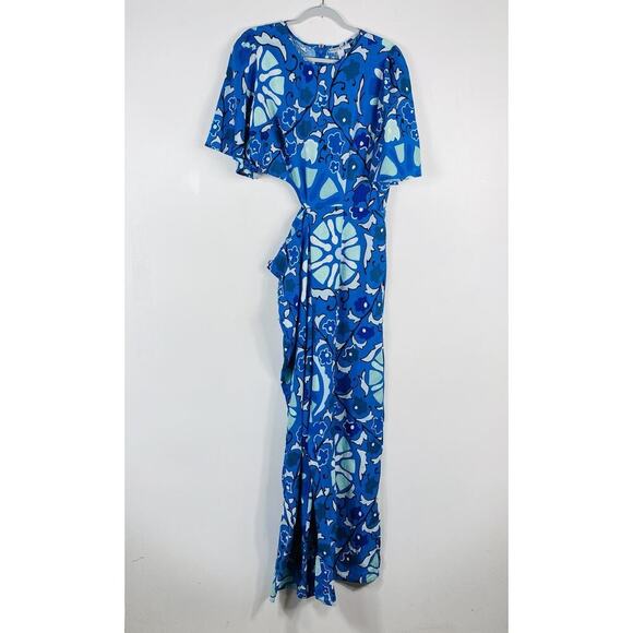 RHODE X Target Size Large Floral Zinnia Linen Blend Side Cutout Jumpsuit Blue - Picture 3 of 6